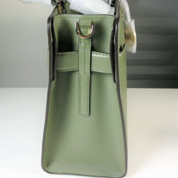 Michael Kors Rayne Medium Leather Satchel Army Green NWT - Picture 5 of 13